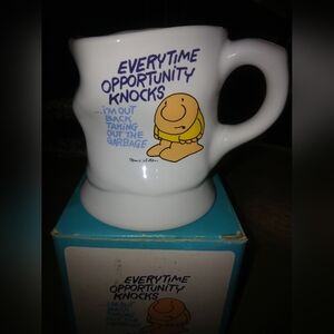 Ziggy Cartoon Vintage 1988 Opportunity Knocks Crumpled Coffee Mug Cup 12 oz